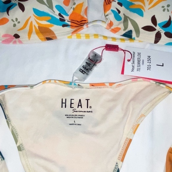 NWT — HEAT Swimwear SummerLove Double Back Strap Bralette & Bikini Size Large - Picture 10 of 10